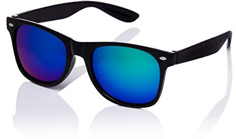 Ultra Classic Sunglasses for Men & Women UV400 - Lightweight, Flexible Fit, Maximum Sun Protection - Perfect Adults Mens & Womens Accessories for Holidays - Black Frame with Green Mirrored Lenses