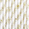 Papierstrohhalme mit Blumen 10er Set 19cm Trinkhalme - Einweg Cocktail Strohhalme - Getränke Deko Partyzubehör - Weiß Gold