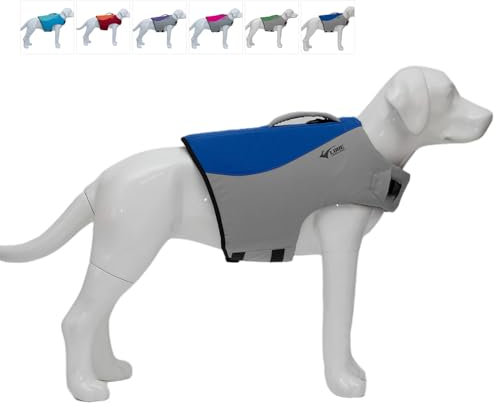 Hundeschwimmweste im Sportstil mit ausgezeichneter Auftriebskraft, stylische Hundeschwimmweste mit Rettungsgriff für kleine, mittlere und große Hunde Blue S