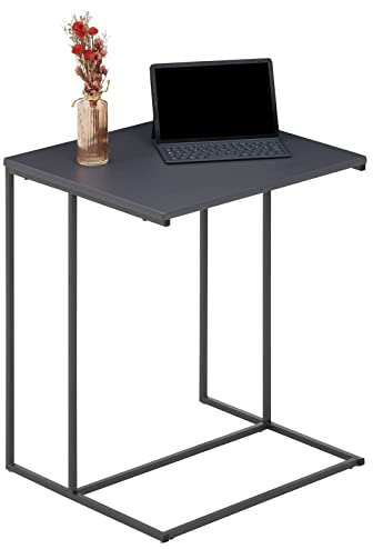 IDIMEX Beistelltisch VITORIO im minimalistischen Design, eleganter Wohnzimmertisch mit Metallgestell in C-Form, Schlichter Couchtisch in grau/grau