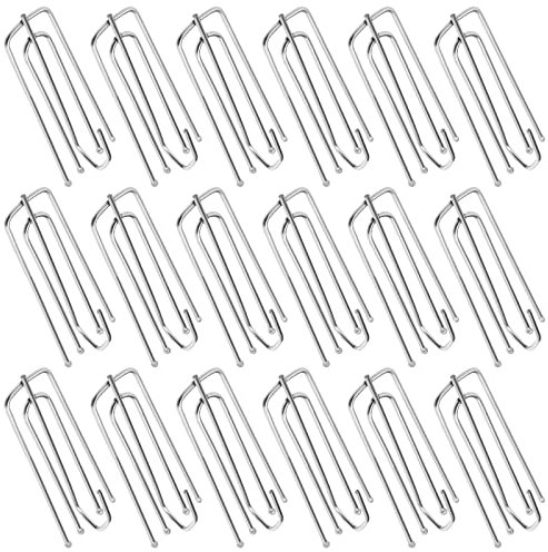 Create idea 60PCS Ganchos de Cortina Ganchos de Cinta de Cabecera Plisados de Metal Ganchos de Punta Profunda de Cortina Resistentes para Puerta de Ventana Cortina de Baño Plata 69.5x23.5 Mm
