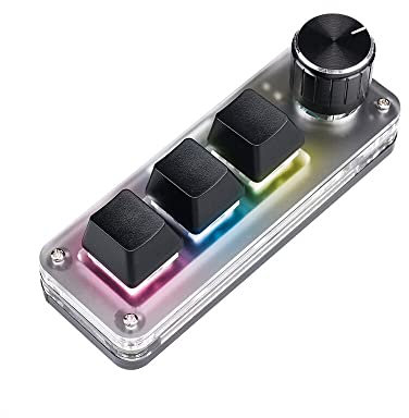 DucKey Mini Mechanical Keyboard, 3 Key RGB Custom Keypad With Smart Knob Hot-swap Switch For Macro Programming Gaming (Color : A, Size : Blue Switch)