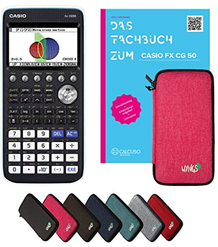 Casio fx-CG50 inkl. Schutztasche Pink & Fachbuch (92 Seiten, DIN A4) – Grafikrechner – Smart Set