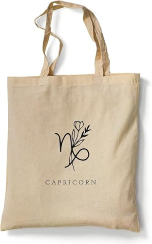tradercat Jutebeutel bedruckt mit Motiv, Stoffbeutel bedruckt aus 100% Baumwolle - Tote Bag, Einkaufsbeutel, Einkaufstasche, Shopper und Baumwolltasche mit langen Henkeln, Sternzeichen Stier
