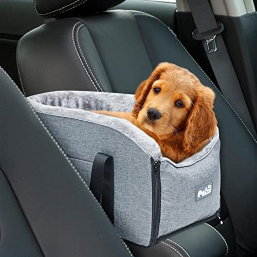 Mittelkonsolen Hunde Autositz für kleine Haustiere, Mittelkonsole Puppy Booster-Armlehne Hundesitzerhöhung Autositzerhöhung für kleine Hunde 0-13 lbs mit verstellbarem Schultergurt