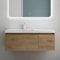 Mai & Mai Meuble de Salle de Bain Marron Clair avec Lavabo Meuble sous Vasque 100x50x40cm Meuble Suspendu avec Tiroir Salerno