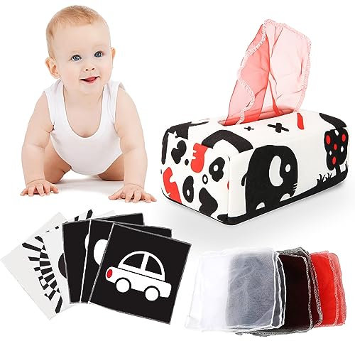 YOGINGO Baby Spielzeug ab 6 Monate - Tissue Box Hohem Kontrast Montessori Spielsachen, Jungen&Mädchen Kinder Frühes Lernspielzeug Geschenke