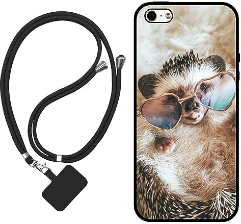 Sunrive Hülle Kompatibel mit iPhone 5/5S/SE(2016) Case,matt Handyhülle Schutzhülle Etui TPU Backcover (Igel) +1x Universale Handykette MEHRWEG