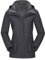 OutPro Damen 3-in-1-Skijacke wasserdicht winddicht Winterjacke Outdoor Wandern mit Fleece gefüttert doppellagige abnehmbare Kapuzen-Funktionsjacke,Grau,L