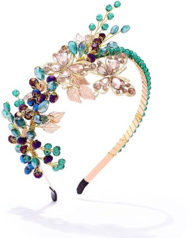 IYOU Braut Hochzeit Stirnband Grün Funkelnd Kristall Hair Bands Schmetterling Prom Brautjungfer Gast Haarschmuck für Frauen