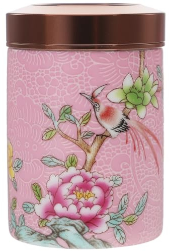 Ciieeo Painted Tea Canister Enamel Tea Pot with Airtight Lid 2.60X1.77X1.57In Bulk Loose Leaf Storage Jar for Home Kitchen Desktop Ornament