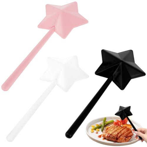 3 Pcs Salt and Pepper Shakers Cute Stars Stick Spice Dispenser Magic Fairy Wand Condiment Set for Kitchen BBQ Restaurant Dining Table Decoration