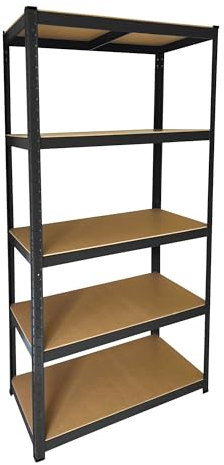 Scaffale Metallo 180 x 90 x 45cm, a 5 Ripiani, Capacita' 875kg, Nero