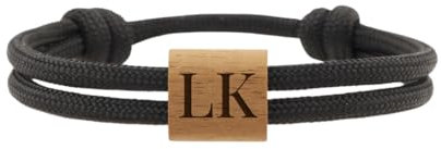 Geschenkfreude Armband mit Gravur - einzigartiges Armband mit Buchstaben personalisiert - Größe anpassbar - Pärchen Armband - Armband Damen - Armband Herren - Partnerarmbänder mit Gravur - schwarz