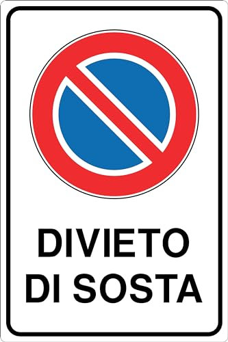 GLOBAL CARTELLO IN LAMIERA SCATOLATA RETTANGOLO 60X40 cm - DIVIETO DI SOSTA - SEGNALE CATARIFRAGENTE CON CAVALLETTO (Cartello)