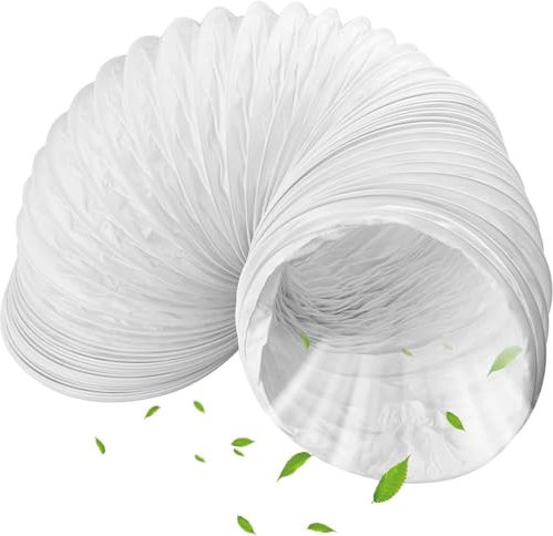 Flexibel Abluftschlauch, Tragbarer PVC schläuche Einziehbarer Länge 6 Meters Schallgedämmter Wärmeisolierung, für Klimagerät Mobile Wäschetrockner Rohrventilator (ø100mm * 6m,Weiß)