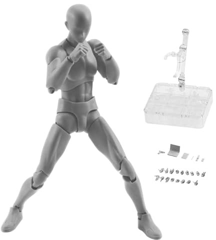 Hemore Body Action -Figuren, 15 cm/5,9 -Zoll -PVC bewegbare Gesten Körpermodelle mit Sockelunterstützung und Zubehör, Mannequin -Figur zum Skizzieren, Malerei, Zeichnen (männlich)