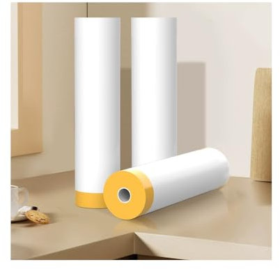 CHANGZHONG Tape and Drape 3 Rolls Transparent Pre-Taped Masking Film for Painting Decorating Covering Masking Paper for Spraying Masking Tape for Auto Wall Furniture Protection 240cm*12m
