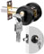 LUNEKUCK Single Cylinder Deadbolt Black Round Security Door Lock with Key, Zinc Alloy Deadbolt, Standard Size for Bathroom, Bedroom, Entrance Door Lock, Interior and Exterior