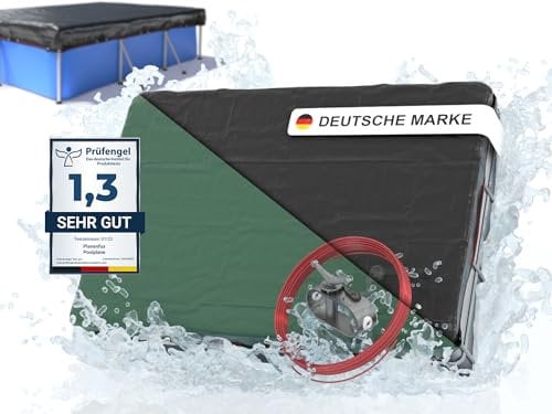 Planenfux® Poolabdeckung rechteckig 630x360 cm | 2-in-1 Poolplane aus 200g/m² PE Material | Sommer & Winter Abdeckung für Schwimmbecken | Solarplane Pool Plane | 710x440 cm Schwimmbad Abdeckplane