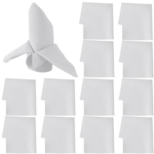 GmeDhc 12 Stück Stoffservietten Weiß, 48x48cm Servietten Stoff, für Hotel, Mittagessen, Restaurant, Weihnachten, Hochzeiten, Veranstaltungen und Partys