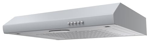 FIREGAS 60cm Visor Cooker Hood Undercabinet Hood Wall Mounted Kitchen Extractor Fan 600mm Top Vented Range Hood, Grey