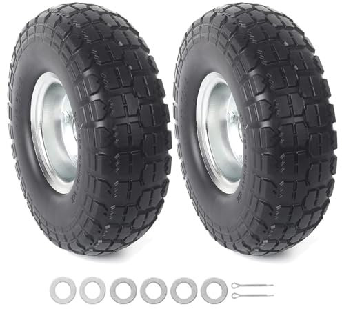 Roues de 10 en caoutchouc plein adaptées aux camions manuels de rechange pour pneus 4.10/3.50-4 (argenté, 2)