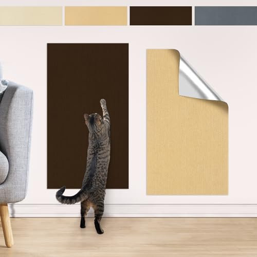 Niuoppy Cat Scratching Mat, Trimmable Cat Scratch Mat, Self Adhesive Sofa Cat Scratch Protector, Furniture Scratch Protector, Cat Wall Scratching Mat (Dark Brown, 30x100cm)