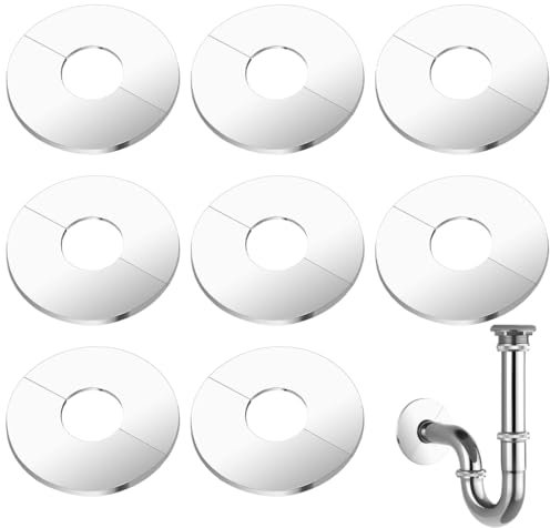 EORPAVU Rohrmanschetten 8er-Pack Wasserzähler-Abdeckung, Edelstahl-Rohrabdeckung, Heizungsrohrabdeckung, geteilte Rohrabdeckung, Ventilabdeckung, Girlande für Waschbeckenrohre
