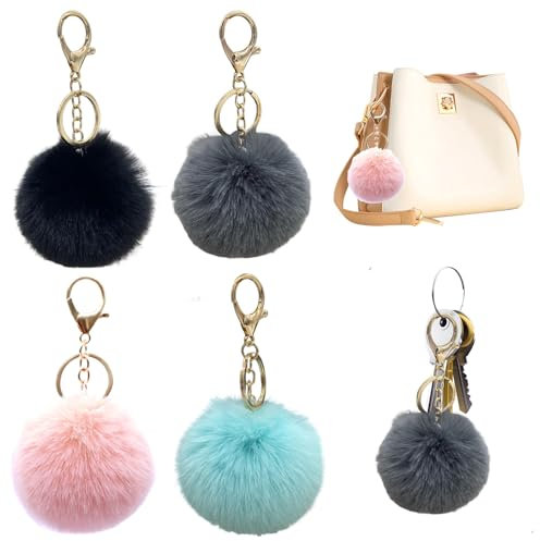 SHPUJUN Bommel Schlüsselanhänger Plüsch Anhänger,Puschel Anhänger für Taschen Anhänger,Plüsch Schlüsselanhänger Pompom,Schlüsselanhänger Bommel,Keychain Tasche Schlüsselanhänger Damen