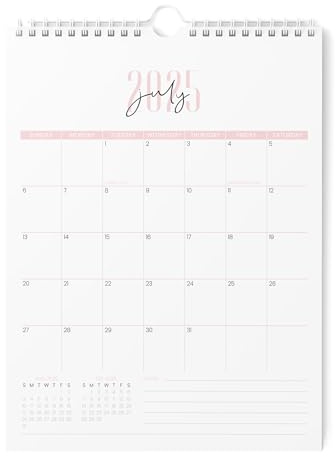 Karto Wandkalender 2025–2026 – Vertikal 21,6 x 27,9 cm Juli 2025 bis Dezember 2026 – Steigern Sie Ihre Produktivität und einfache Planung mit dem ästhetischen Monatskalender – Zwei Schriftarten rosa