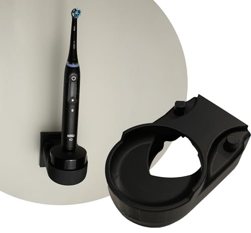 Halterung für Oral-B iO 10 – Zahnbürstenhalter für iO 10 – Steckdosenhalterung ohne Bohren – Zahnbürstenständer mit Kabelführung – Platzsparend & hygienisch – 3D-Druck - Made in Germany – Schwarz