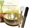 Klangschale KLEINE HERZSCHALE Therapie-Qualität 5-teiliges Klangmassage-Set + BUCH Peter Hess. Therapieklangschale 700-800g ca. 15-16 cm mit Kissen, Holz-Leder-Reibe- und Gummi-Klöppel. 70066
