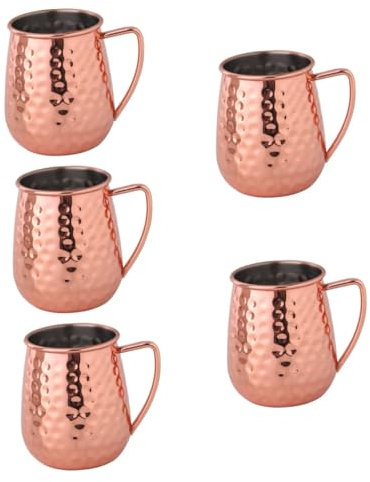 Alipis 5pcs Elegant Stainless Steel Beer Cup Metal Wine Mug Handle Suitable for Restaurant Bar Home