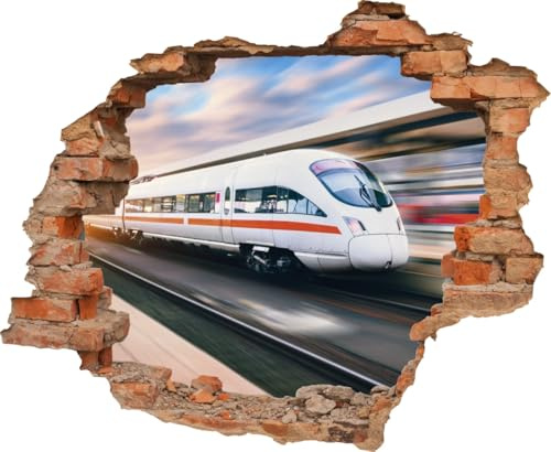 Wandtattoo Zugfahrt im ICE Eisenbahn - verschiedene Rahmentypen DW000055 Farbe Roter Stein Quadratisch, Größe 85 cm x 70 cm