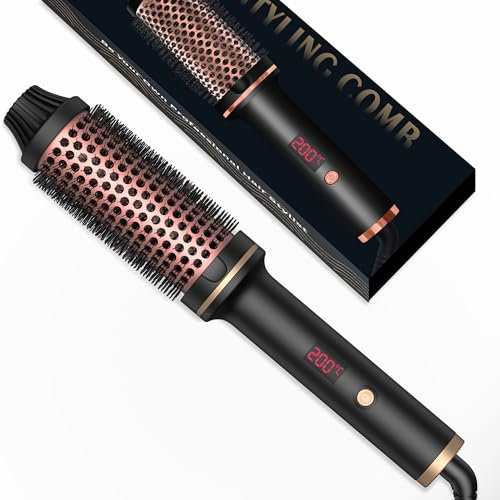Heated Round Brush,UMIGA 38mm Thermal Brush Lockenbürste LCD Dual PTC 120-200℃, Erhöhen Sie das Haarvolumen, Lose Locken, Dualspannung
