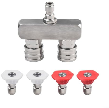 2 in 1 Dual Hochdruckreiniger Düsenspitze mit 4 Sprühdüsen 0° Rot 40° Weiß 1/4 Zoll Quick Connect 5000PSI für Hausgarten Reinigung