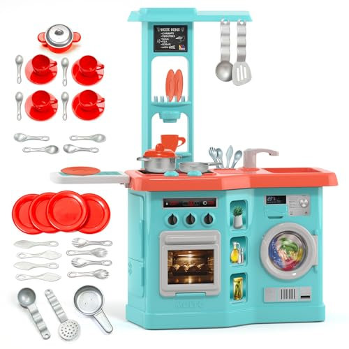 MOLTO | Cocina de Juguete Kitchen Studio + 33 Accesorios – Cocina Infantil con Electrodomésticos – Incluye Horno, Microondas, Lavadora y Accesorios – Juguete Educativo para Niños