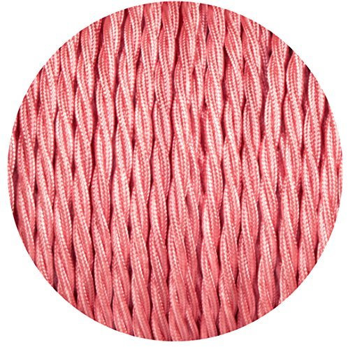 Silikonkabel, Elektrokabel, Elektrokabel, 10 Meter italienisches farbiges geflochtenes Beleuchtungsstoffkabel Flexkabel Vintage Retro 3-adriges gedrehtes glänzendes rosa Beleuchtungsdrahtkabel 0,75 mm