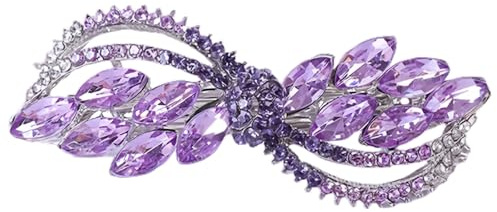 Elegant Crystal Hair Barrette, Purple Marquise Rhinestone Design, Silver-Tone Metal, Rhinestone Hair Clips, Hair Pin Hair Decorative Party Valentine's Day Hair Accessories for Women Girls