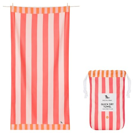 Dock & Bay Strandhandtuch - Schnell trocknende Mikrofaser, ohne Sand - Kompakt, Leicht - 100% recycelt - Inklusive Beutel - Raspberry Road - Extra Large (200x90cm, 78x35)