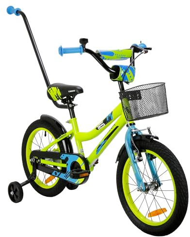 MIRAVO Kinderfahrrad Fahrrad Kinder Ab 2 Bis 8 Jahre Mit Schubstange V-Brake Bremsen Rückstrahl Aufkleber 12 14 16 20 Zoll Radgröße Korb Für Junge Spark