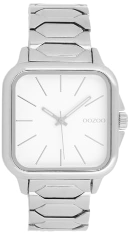 Oozoo Timepieces Silber/weiß Unisex Uhr - Armbanduhr Unisex mit Edelstahlarmband | Hochwertige Uhr für alle - Edle Analog Unisexuhr in quadratisch C11600