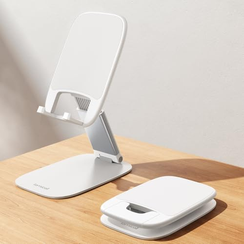 Lamicall Handy Ständer Tisch, Verstellbare Handyhalterung Handyständer | [1,5cm Super Dünn] Faltbarer Handy Halterung Schreibtisch, Tragbarer Handyhalter für iPhone 17 16 15 14, Samsung, Smartphone