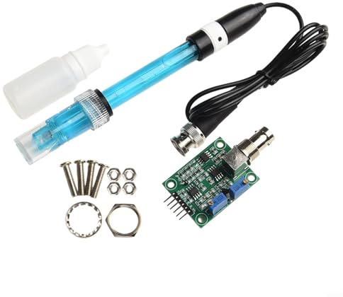 PH-Elektrodensonde BNC für pH-Modul, pH-Wert-Erkennungssensor, 0–14 Bereich, kompatibel mit pH-Messgeräten und Controllern (Modul + Sonde (wiederaufladbar))