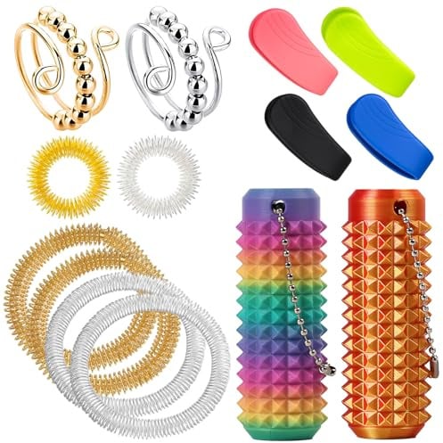 14 Skills Set Mit Teilen, Verstellbare Anti Stress Ring, Skills Panikattacken, Akupressur Ring, Hilfsmittel Für Panikattacken Und Borderline, Stressabbau Und Entspannung