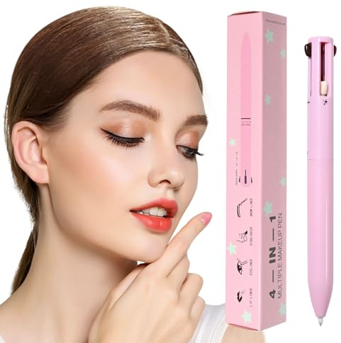 DAWCBVJQ Stylo Maquillage 4 en 1,Stylo Maquillage 4 En 1 Imperméable Tenue Longue Naturelle | Crayon À Lèvres Stabilo - Pour Quotidien Soirée Mariage École Bureau Rendez-vous Plage Piscine