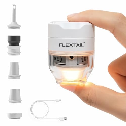 FLEXTAILGEAR Tiny Pump 3X Portable Air Pump for Inflatables, Air Mattress Pump, 5-Mode Light, Advanced Low Noise Design, Electric Mini Pump for Sleeping Pads, Vacuum Storage Bags, Airbed, Pool Float