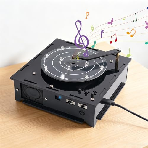 PEMENOL Elektronik Bausatz Bluetooth Lautsprecher Plattenspielermodell DIY Löt Bausatz LED Musik Stereo Box Kit Mint Löten Lernen Set für Enthusiasten Erwachsene als Geschenk