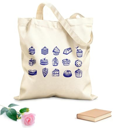 XIARON Polyester Cotton Storage bags Bakery Store Candy Cake Sweet Kitchen Cafe 340g/m² thick fabric Customizable slogan M Drak Blue